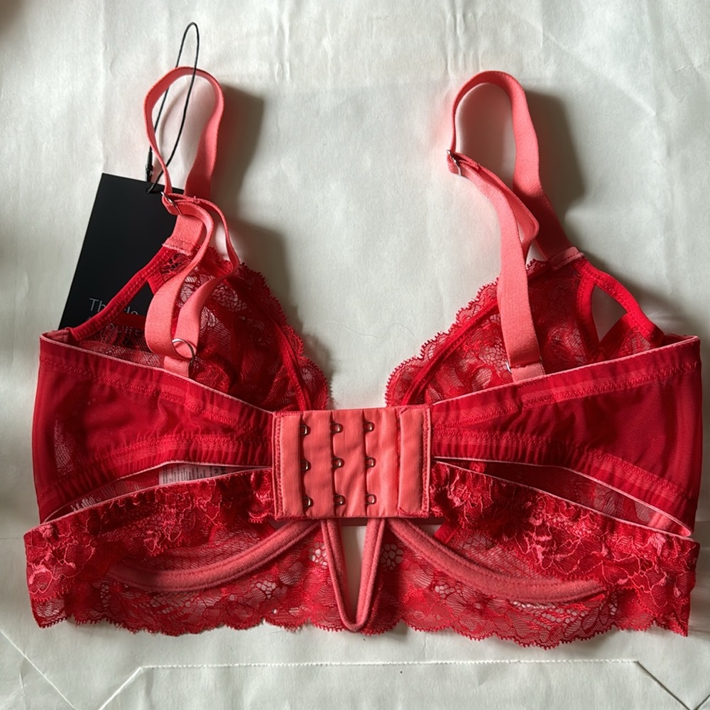 Thistle & Spire Kane V-Wire Lace Bra, Size 34E (34dd), Color: Chilli (red) - Picture 8 of 10